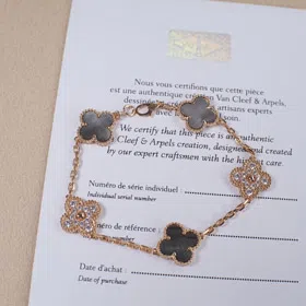 Van Cleef & Arpels Grey Mother-of-Pearl Diamond Five-Flower Bracelet-3691  